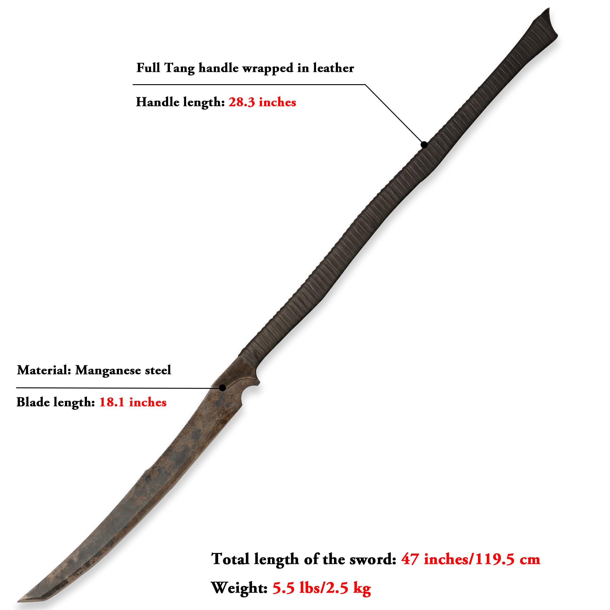 SV 0166 Handmade cast Manganese Steel 52HRC Long Sword and Machete